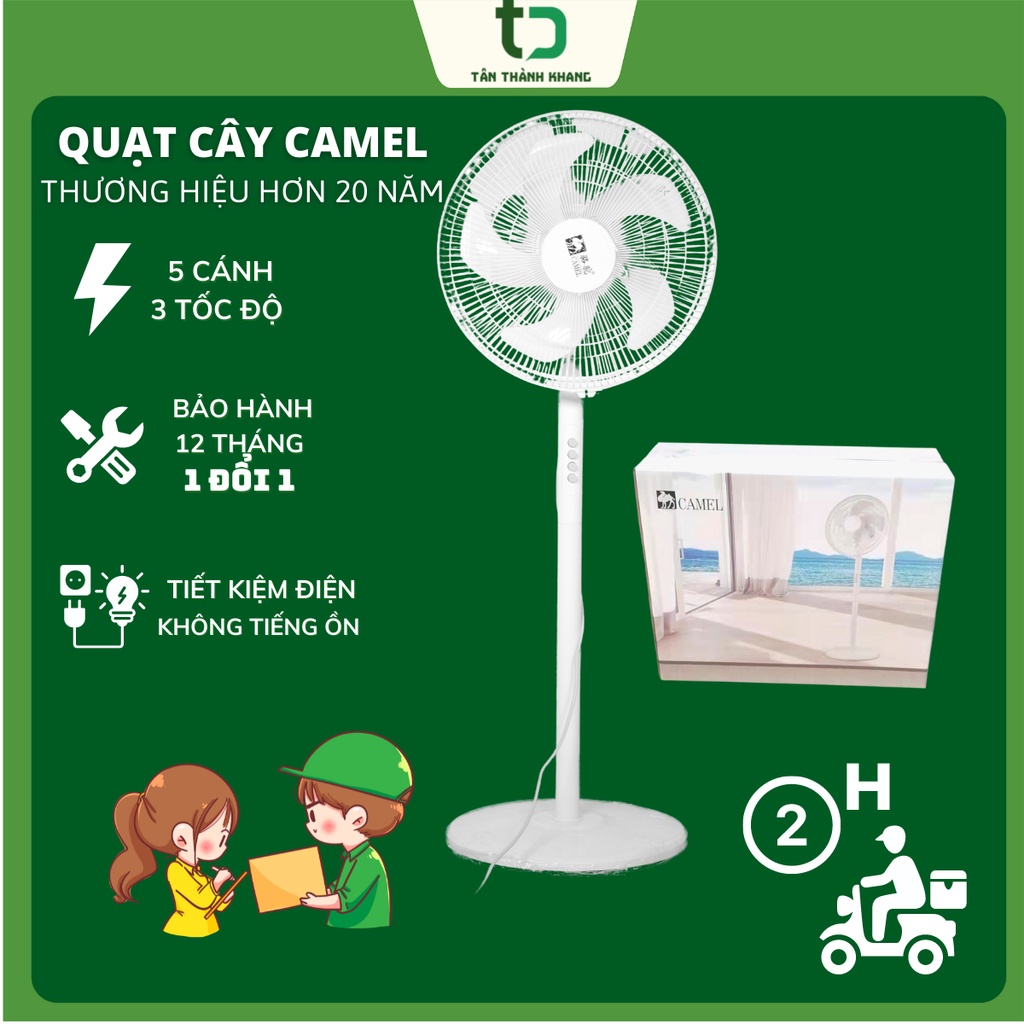 Quạt Cây Đứng Camel - Quạt 5 Cánh - Hàng Chính Hãng Bảo Hành 6 Tháng