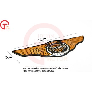 MIẾNG TEM NHÔM HÌNH LOGO HÌNH CÁNH CHIM MÀU VÀNG DÁN TRANG TRÍ CHO XE MÁY.TẶNG KÈM MIẾNG TEM DECAL DÁN XE.