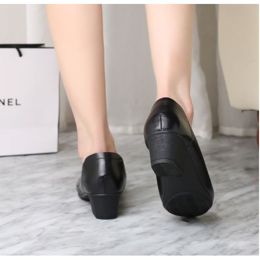 Hàng VNXK_M9_Giày cao gót nữ da lì 4cm siêu mềm êm chân xếp li xinh xắn kèm hình thật | BigBuy360 - bigbuy360.vn