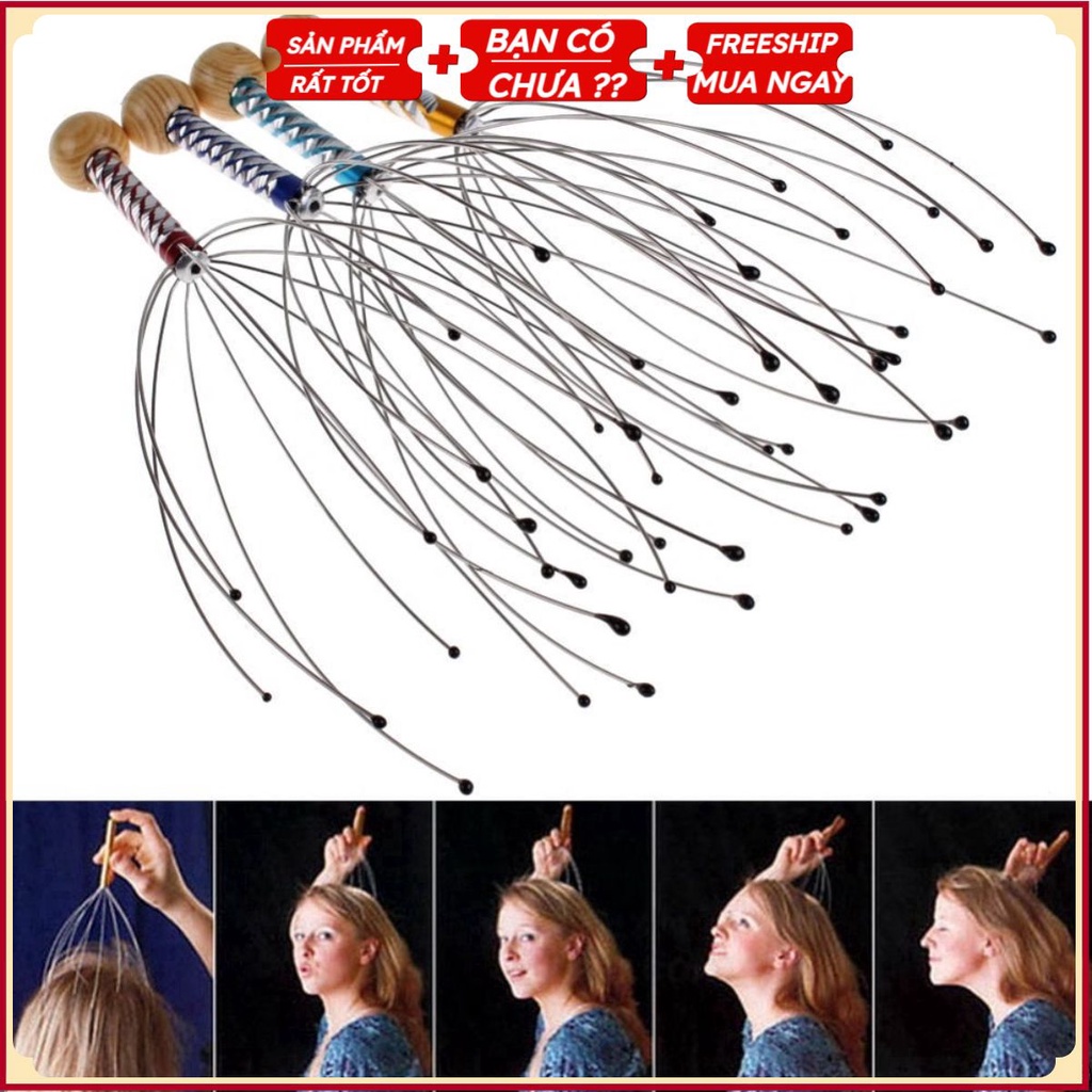 Cây massage đầu vật lý trị liệu QUANGSTORE hình bạch tuộc gãi mát xa thư giãn xả stress giúp bạn giảm căng thẳng mệt mỏi