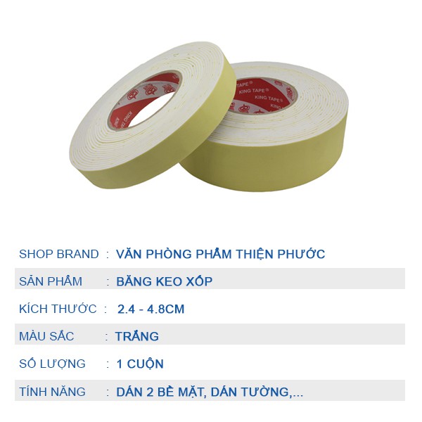 Băng keo xốp 2 mặt dính 4.8cm THIỆN PHƯỚC