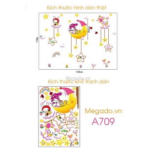 DECAL DÁN TƯỜNG THỎ YÊU TRĂNG VÀ KITTY