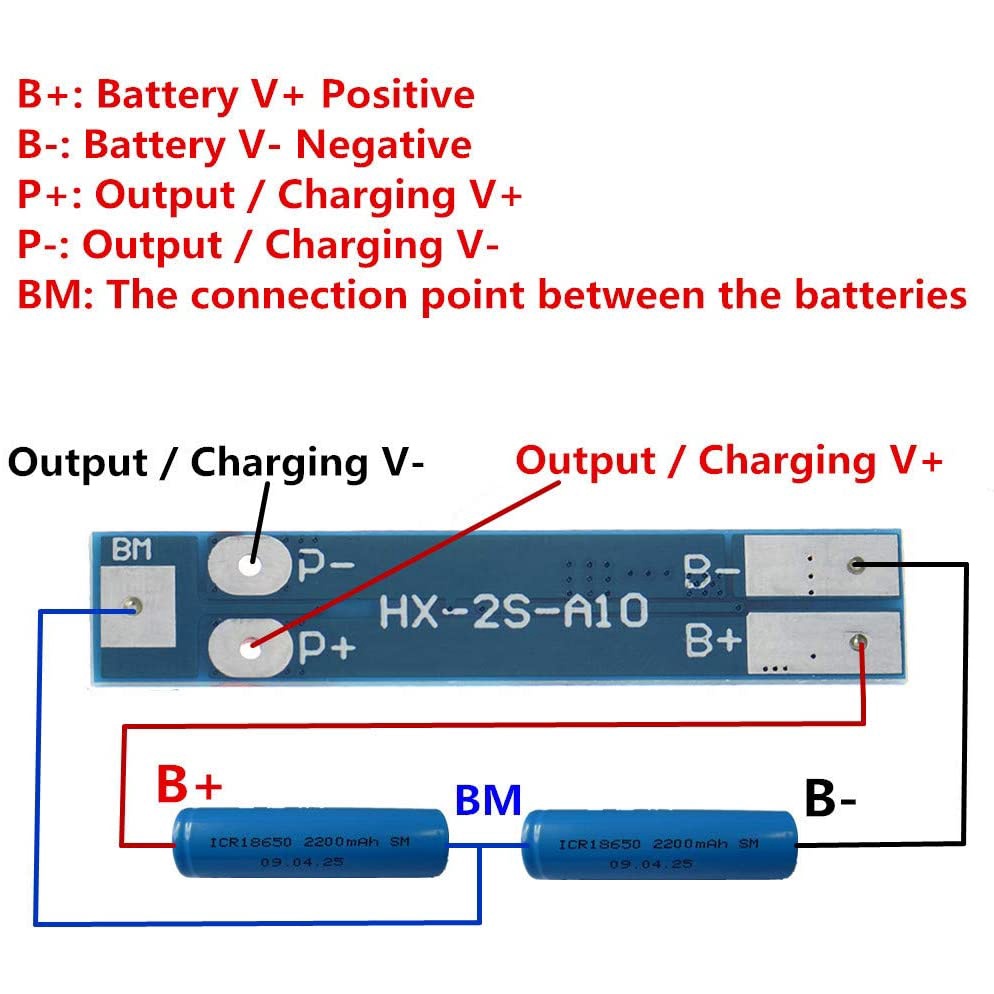 Mạch Sạc Bảo Vệ Pin Li-Ion 18650 2S 7.4V - 8.4V dòng 8A HX-2S-A10