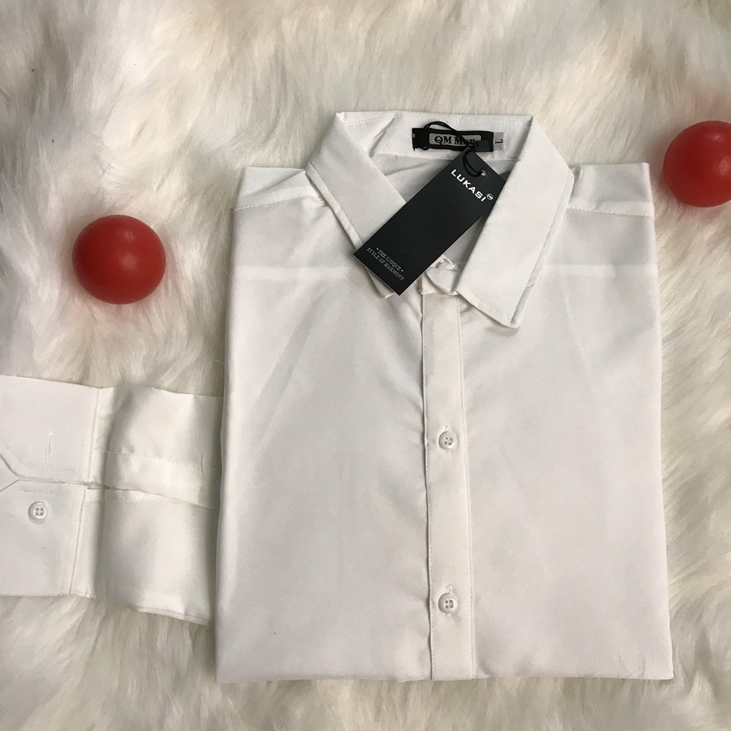 [Ảnh thật ]Sơ Mi Nam công sở Trắng trơn chất Kate Thái dài tay Cao Cấp Hàn Quốc | BigBuy360 - bigbuy360.vn