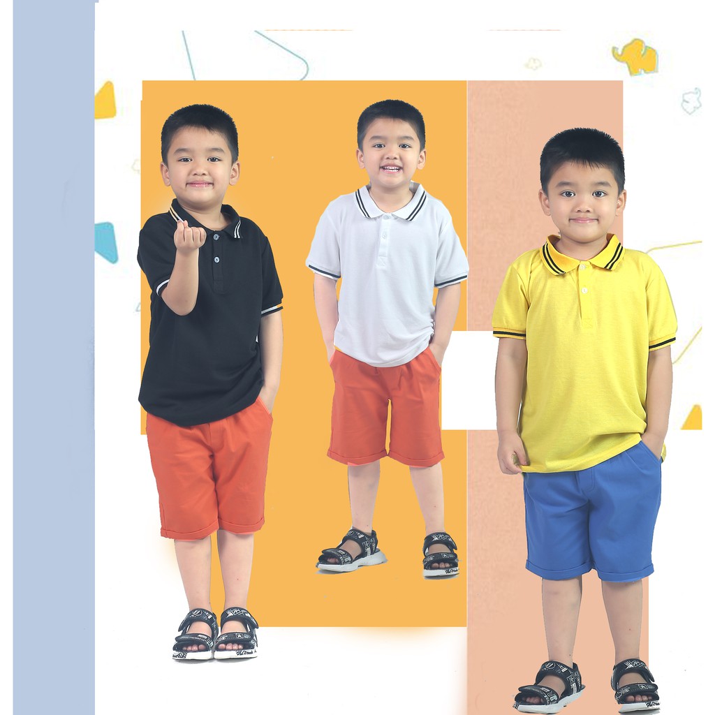 Bộ đồ bé trai áo polo cotton có cổ kèm quần short đũi, set đồ cộc tay cho bé đi học đi chơi mùa hè Tanosa Kids