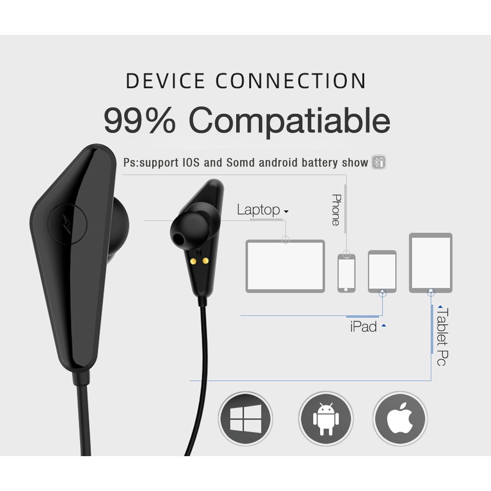 Tai nghe không dây 5.0 Dạng Dây Vòng Qua Cổ Có Mic Chống Ồn