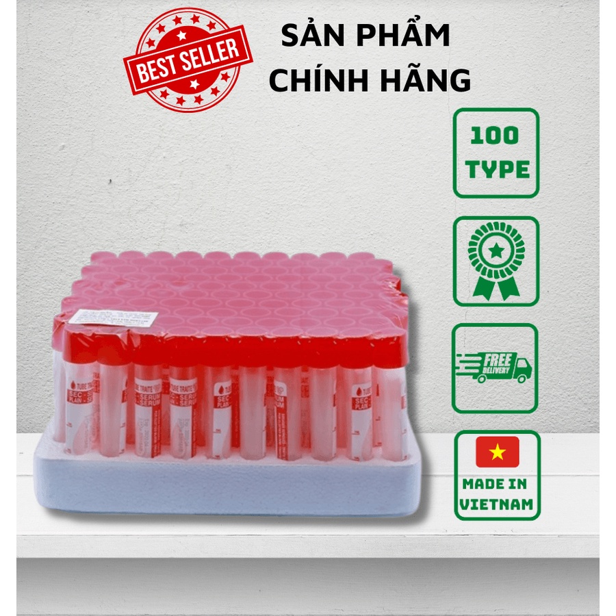 Ống nghiệm đông máu hạt Serum Hồng Thiện Mỹ đế mút 100 ống