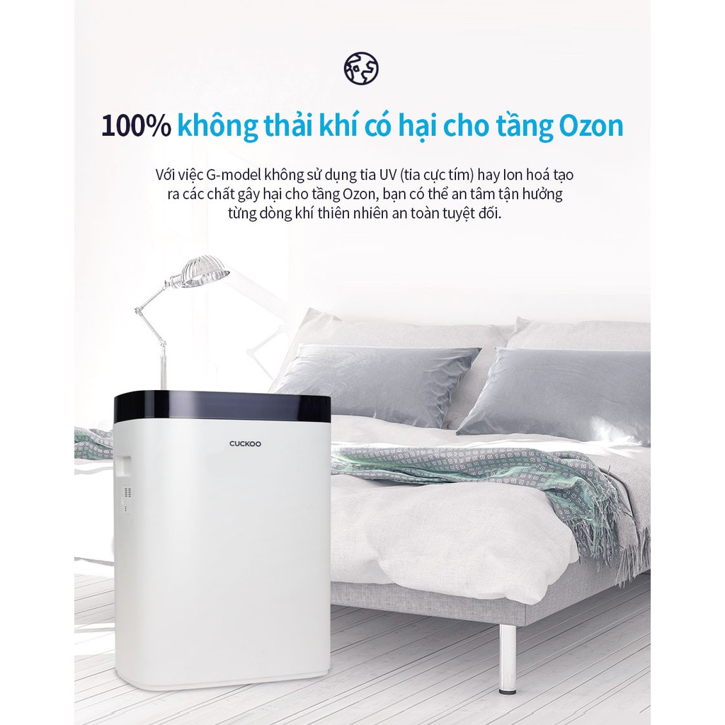 Máy lọc không khí Cuckoo CAC-G0910FWH - Dành cho không gian 30m2 - Màng lọc Carbon chủ động - Tiêu chuẩn Hàn Quốc