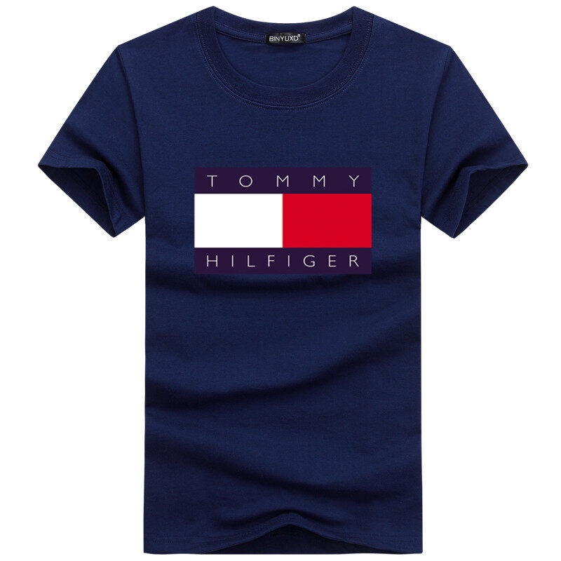 Áo Thun TOMMY-HILFIGER1 Tay Ngắn Dáng Rộng In Hoạ Tiết Đơn Giản Trẻ Trung Dành Cho Nam Và Nữ