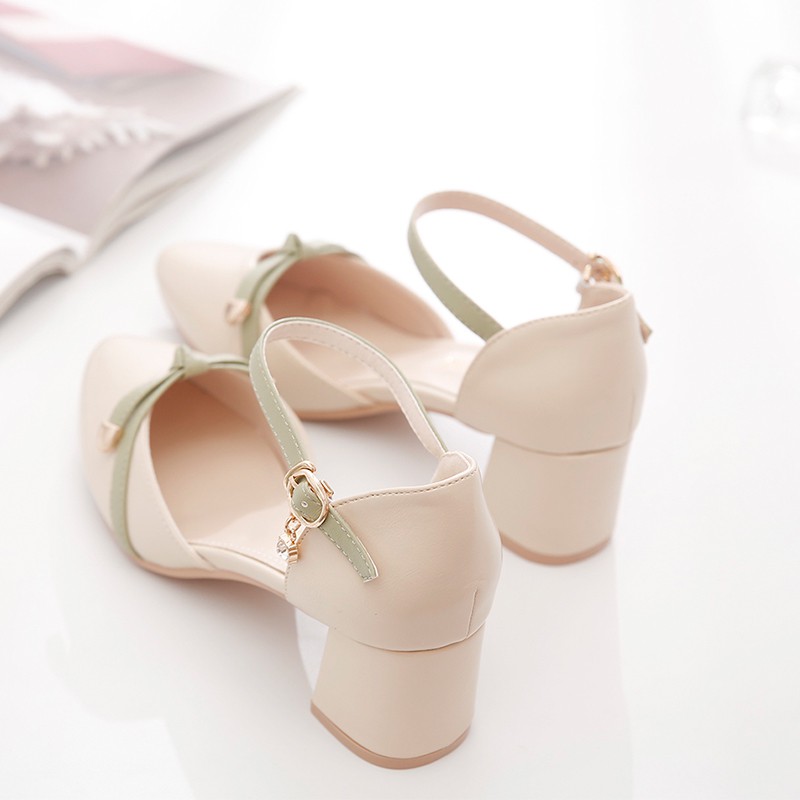 Giày Cao Gót Guốc Cao Gót 5P Gót Vuông