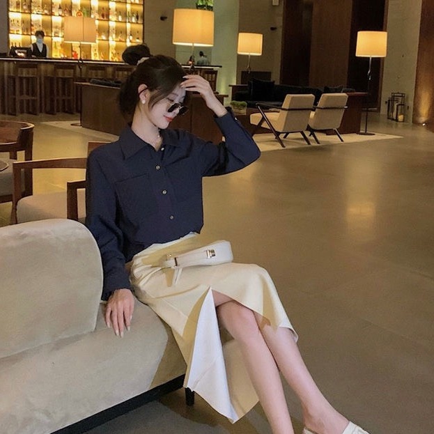Áo sơ mi nữ công sở sang chảnh dài tay dáng rộng QUẢNG CHÂU, phong cách kiểu hàn đẹp basic phối quần tây chân váy K1 | BigBuy360 - bigbuy360.vn