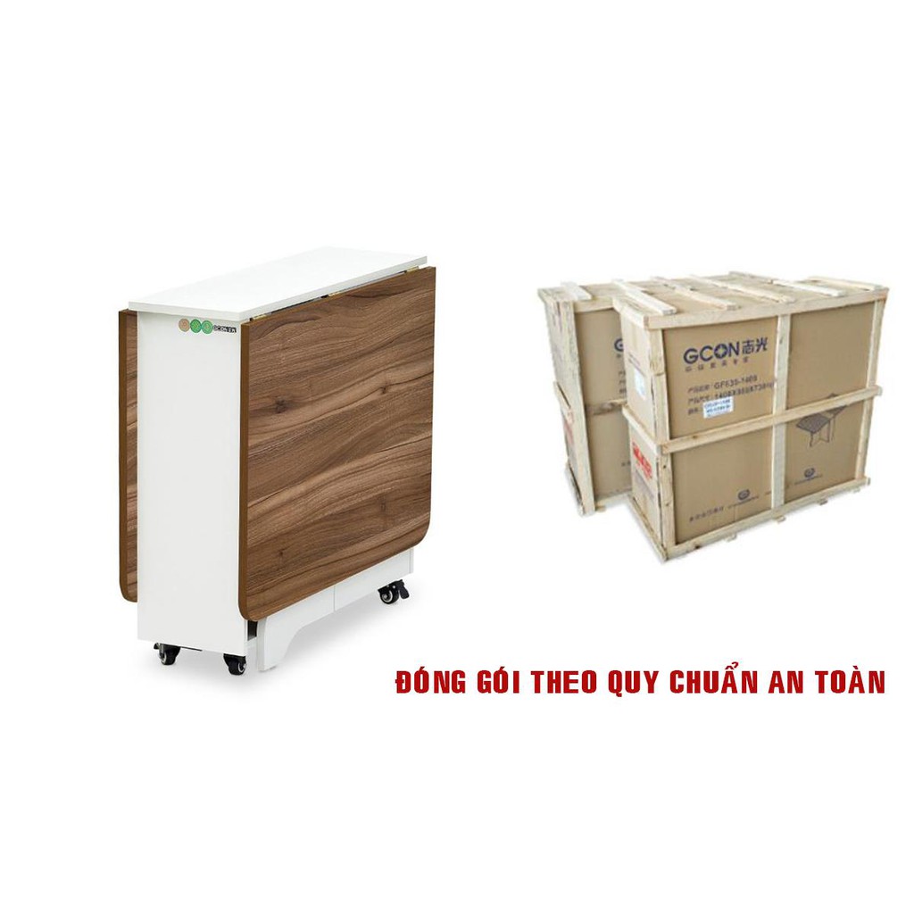 Bàn ăn thông minh 2 cánh gập kèm bánh xe tiện dụng dẽ dàng di chuyển - BATM5