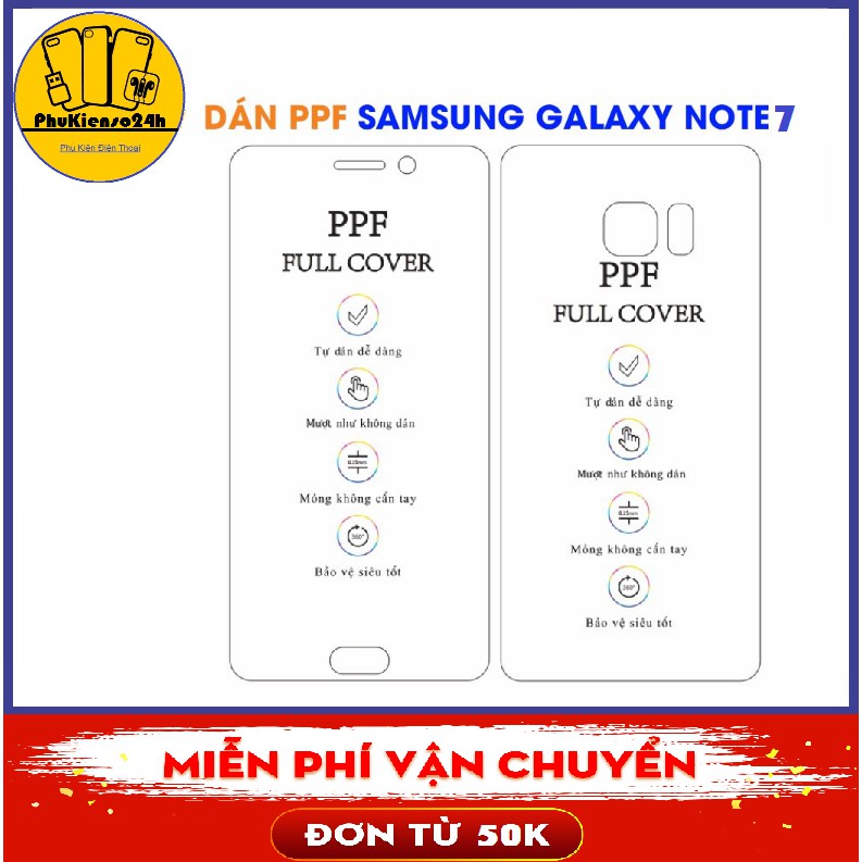 Combo Dán dẻo PPF mặt trước và mặt sau Samsung Note 7 - Note FE
