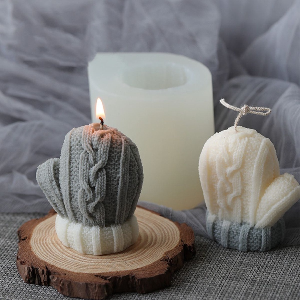 WMES1 Decorative Baking Mould 3D Christmas Decor Candle Mold DIY Crafts Winter Mitten Gloves Shaped Woolen Knitted Handmade Soap Making Tool