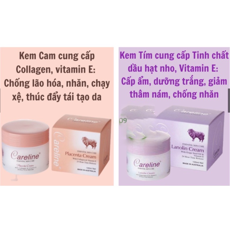 Kem dưỡng ẩm da Cừu Careline Lanolin Cream 100ml Úc bổ sung Vitamin E cung cấp độ ẩm dưỡng trắng da (kemcừucareline)