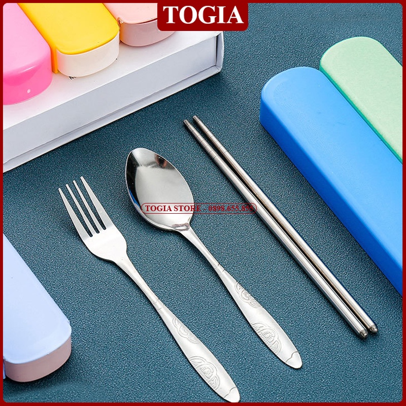 Bộ Muỗng Đũa Dĩa Thìa Inox 304 Cho Dân Văn Phòng, Sinh Viên, Đi Picnic Dã Ngoại TOGIA