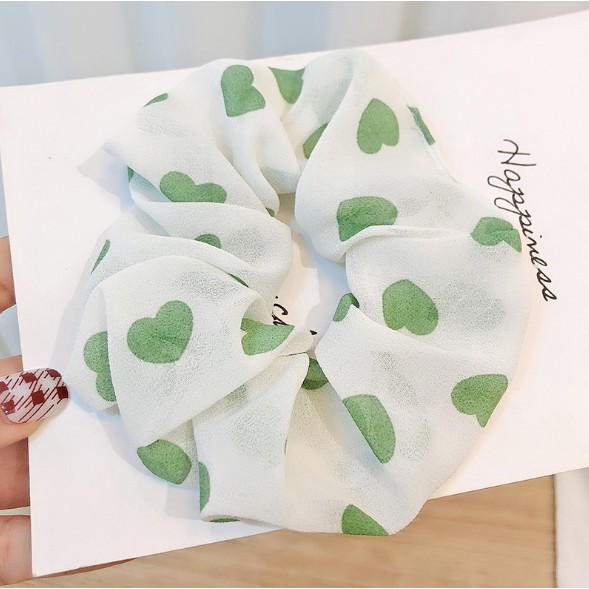 Dây Cột Tóc Vải Scrunchies Trái tim Phong Cách Hàn Quốc Cho Các Bạn Nữ