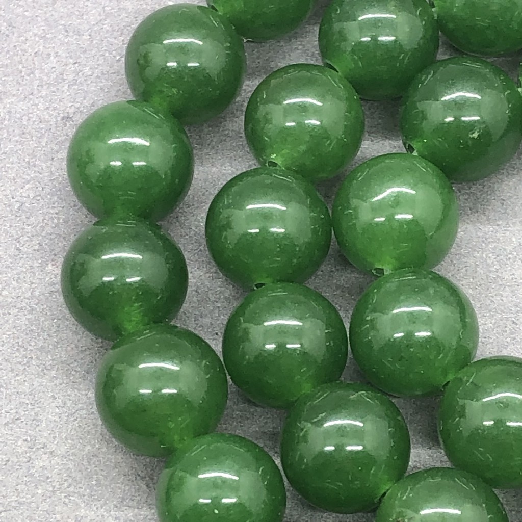 Chuỗi Hạt Đá Chalcedony Màu Xanh Lá Cây Đậm, Kích Cỡ 4-14mm