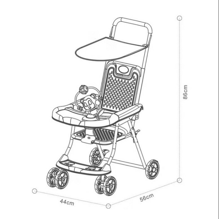 Xe đẩy đi dạo gấp gọn nhẹ có đồ chơi cho bé BLB 7222