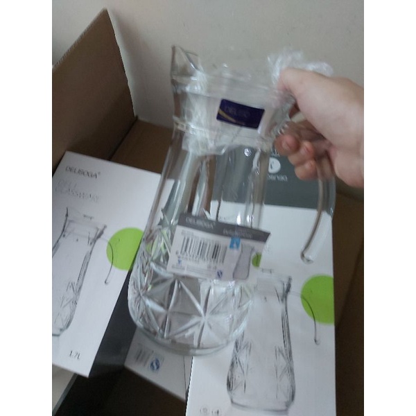 Bình thủy tinh đựng nước 1.7l, ca thủy tinh 1.7l deli glass