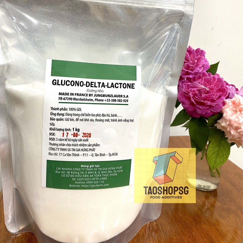 Đường nho Pháp Glucono Delta Lactone gói 1 kg, làm tào phớ, tào hủ không thạch cao.