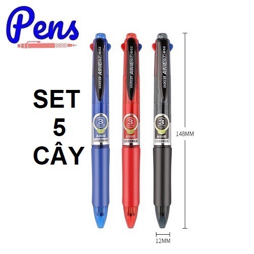 COMBO 5 Bút bi nhiều ngòi 3 màu 0.7mm Agile Baoke B52