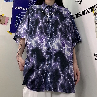 [SIÊU NGẦU] Áo sơ mi tia sét phom to tay lỡ unisex (Sỉ từ 5sp bất kì)