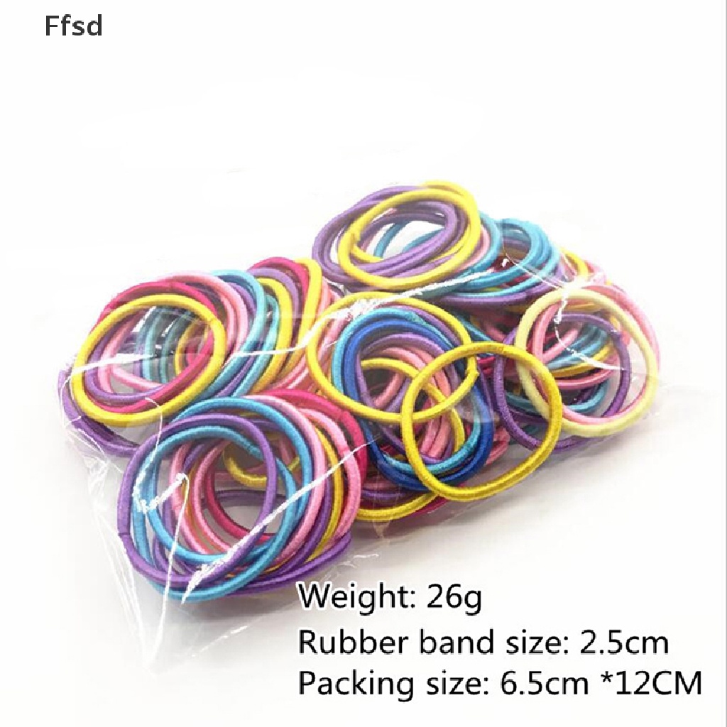 Set 100 Dây Buộc Tóc Nylon Co Giãn Nhiều Màu Sắc Cho Bé Gái