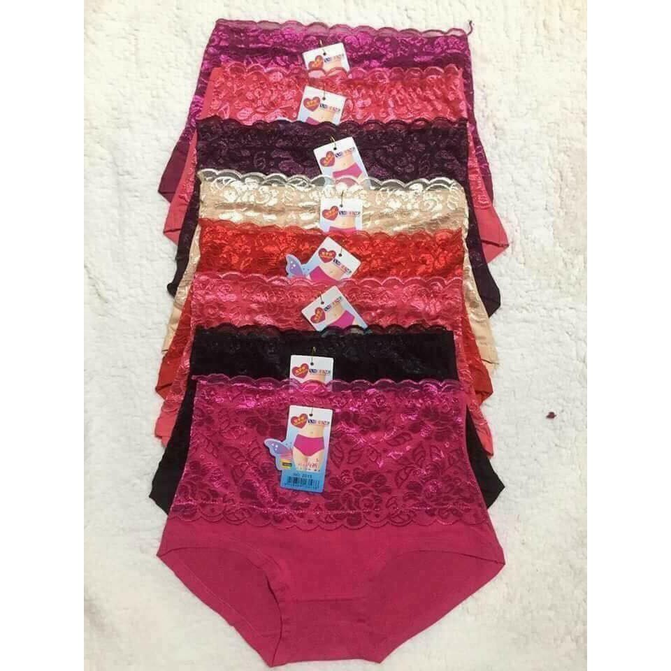 Sỉ 10 quần lót ghen bụng, cotton pha ren cạp cao 55-70kg