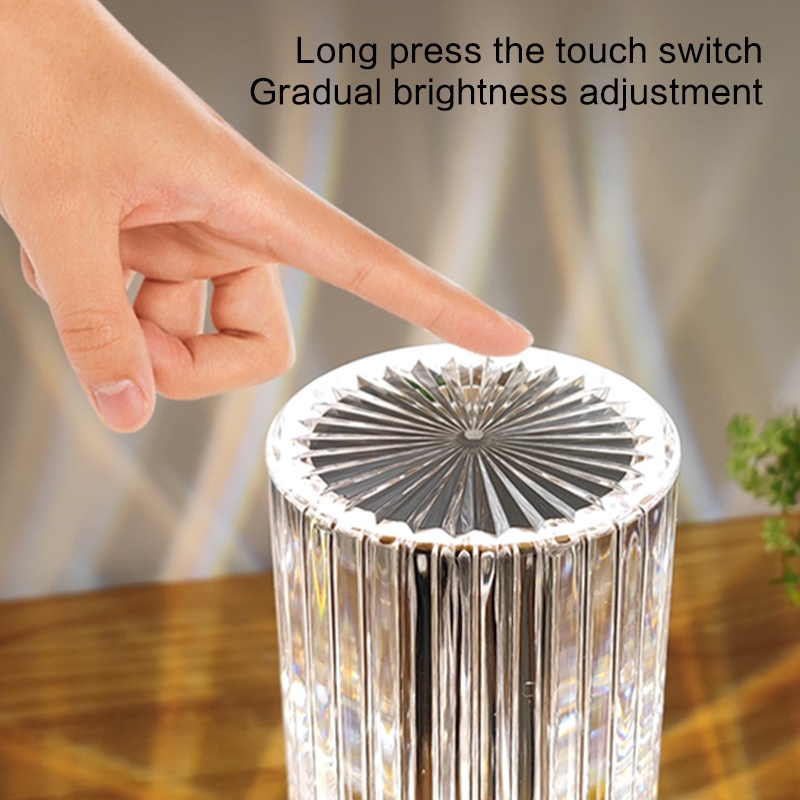 Đèn bàn kim cương RGB Đèn ngủ phòng ngủ Đèn pha lê trang trí Đèn ngủ Đèn bàn sạc USB Đèn bàn 16 màu