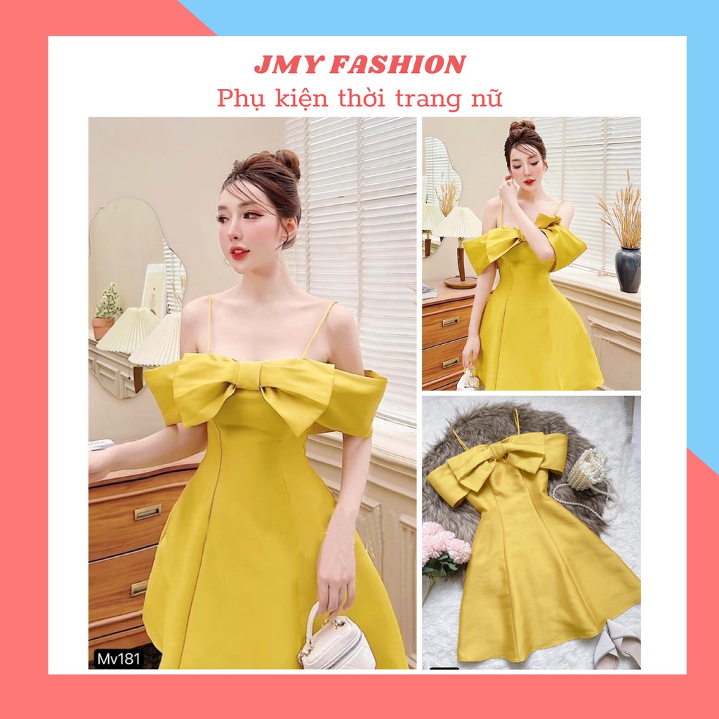 Mv181 váy đầm 2 dây tafta vàng dáng xoè dự tiệc - (MC) Modish and Chic
