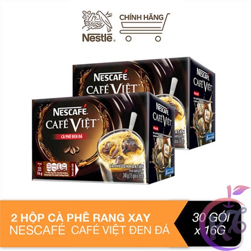 Combo 2 hộp Nescafe Việt đen đá hộp 15 gói x 16g (240g) - cà phê Việt, cafe đen đá hòa tan date mới