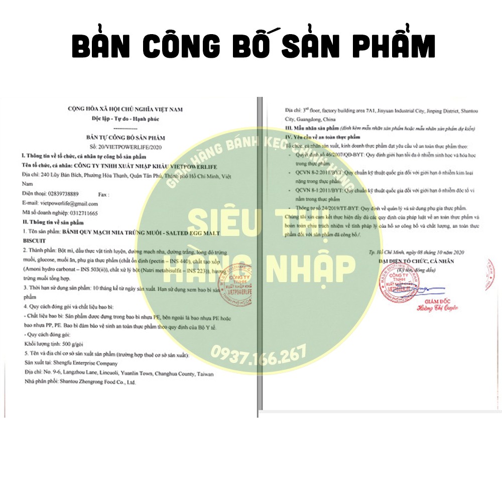 Bánh quy kẹp trứng muối Pamiriter Đài Loan nhân mềm dẻo (180g-500g), đồ ăn vặt vừa ngon vừa rẻ