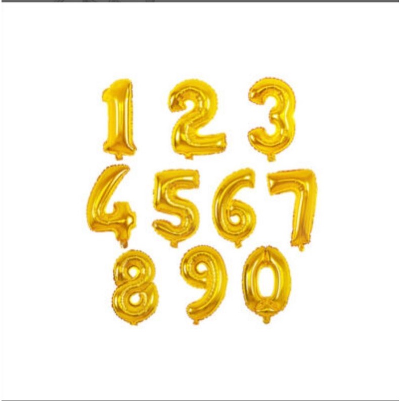 Bóng Số 0-9 Trang Trí Sinh Nhật - Bóng Kiếng 45cm Màu Bạc, Vàng