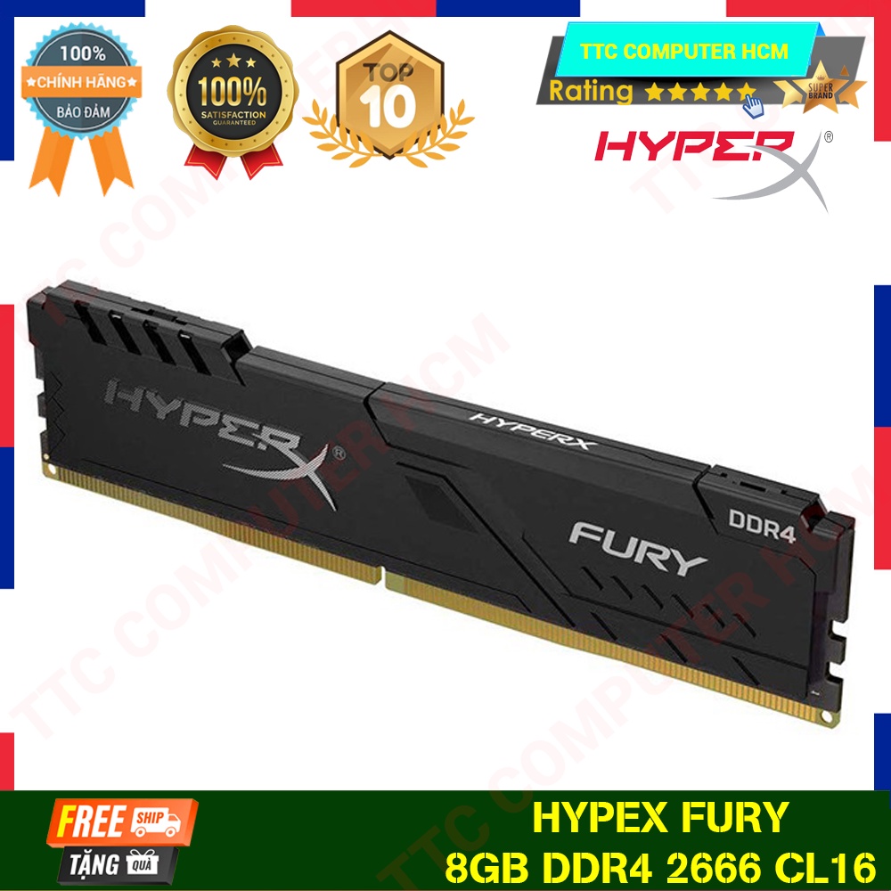 HYPERX FURY | Ram máy tính PC Kingston Fury HyperX DIMM 2666Mhz DDR4 CL16 Black 8GB HX426C16FB3/8 - HÀNG CHÍNH HÃNG