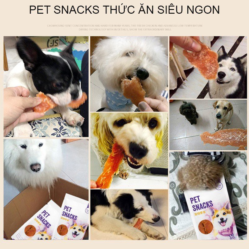 ĐỒ ĂN CHO CHÓ PET SNACKS sạch niếu răng nhiều vị nhiều loại cung cấp dinh dưỡng 110G