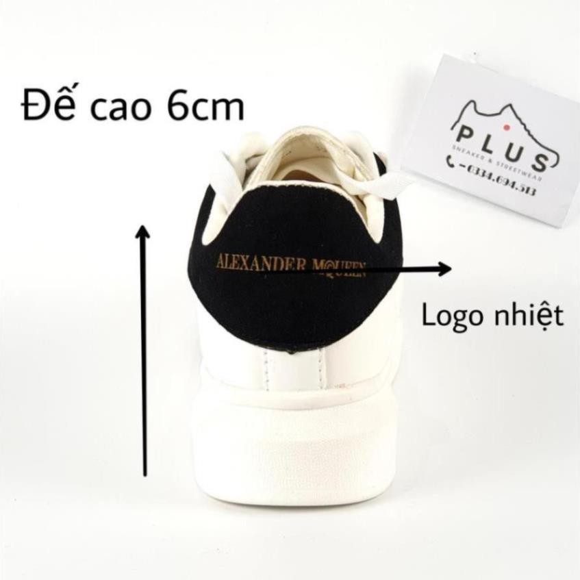 Giày thể thao sneaker 𝐌𝐂 𝐐𝐔𝐄𝐄𝐍 gót đen - thân giày da thật đế cao su đúc - cổ thấp đế cao 6cm - màu sắc trắng ax ' .,.,