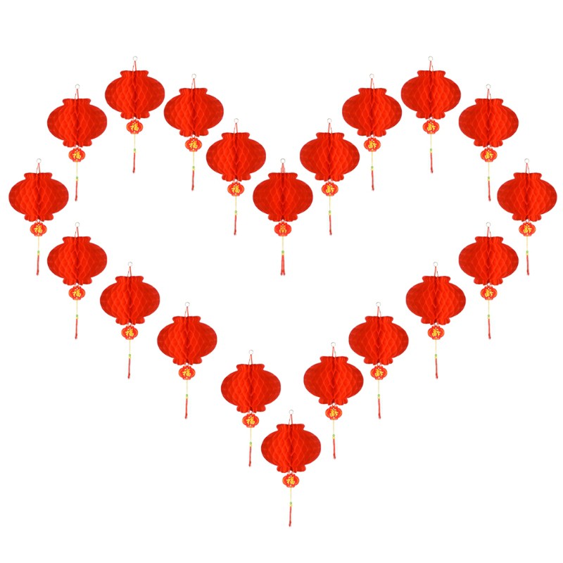 Bộ 20 đèn lồng bằng giấy màu đỏ dùng trang trí kích thước 10 inch
