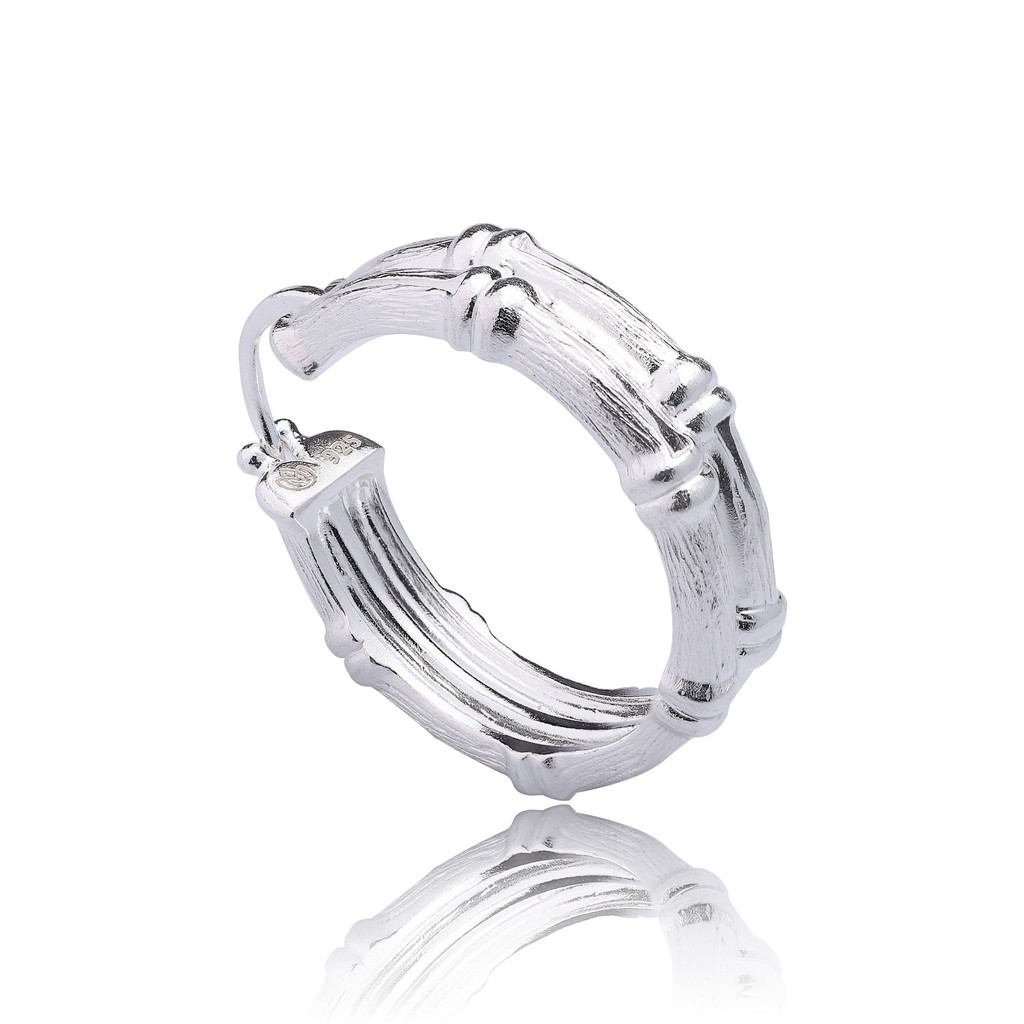 Double Bamboo hoop earrings BRUSHED