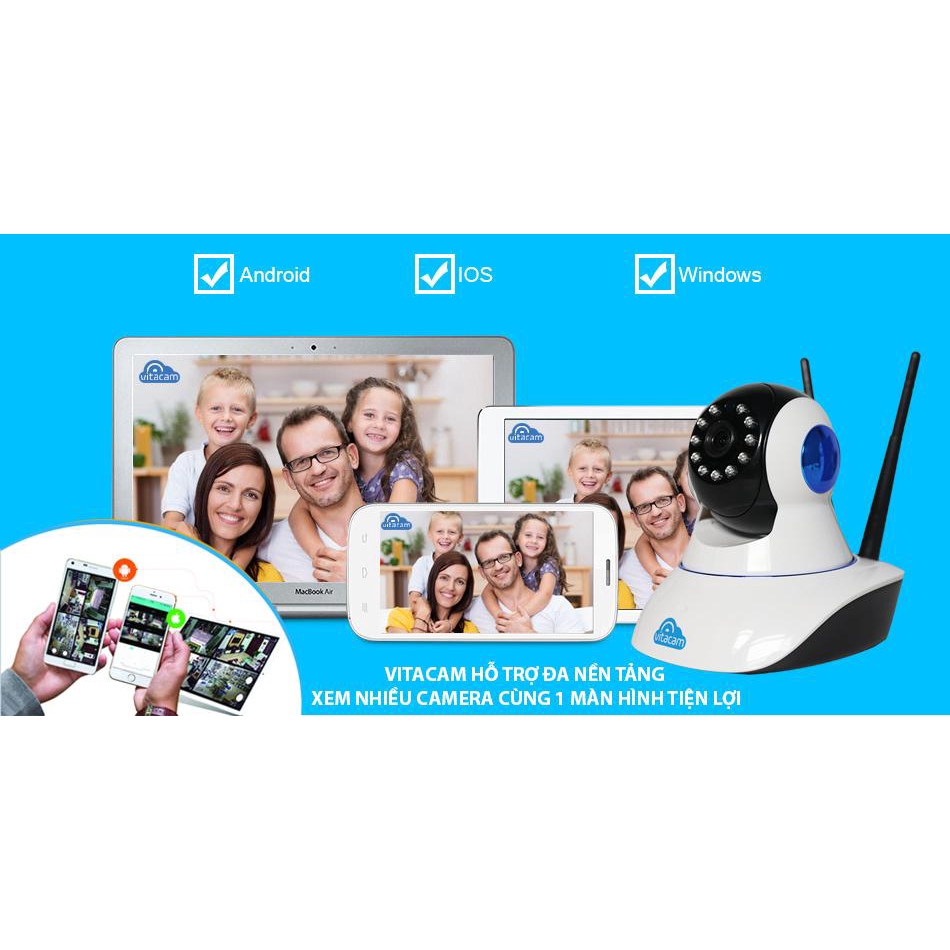 CAMERA IP VITACAM VT1080 - Camera Ip Wifi 1080P - 2.0Mpx Full HD - Xoay 355 độ, đàm thoại 2 chiều