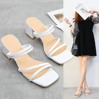 Dép xinh, Guốc quai mảnh gót vuông 5f- chân gầy lùi 1 size