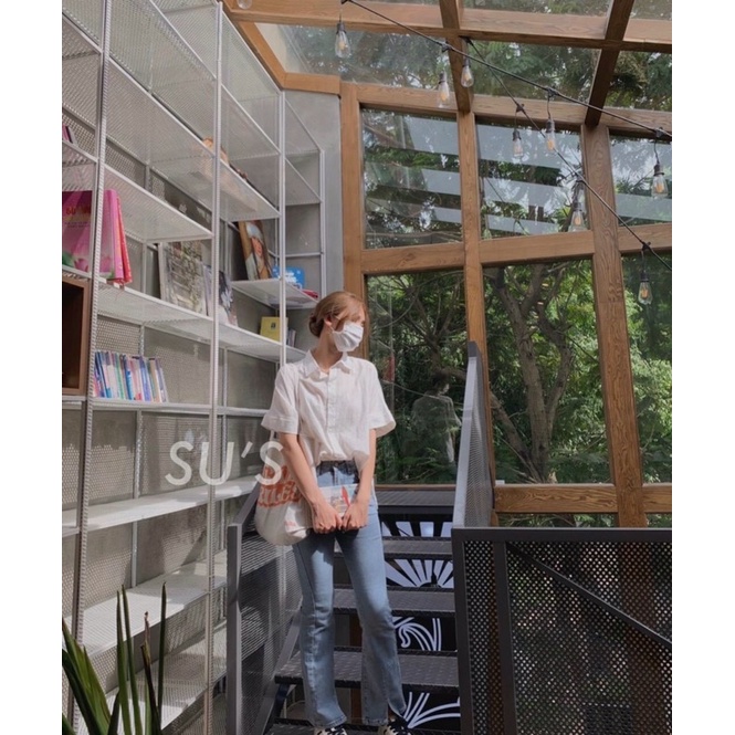 Áo Sơ Mi Cúc Sau Tay Lỡ Style Hàn Quốc Siêu Xinh - Hàng loại 1