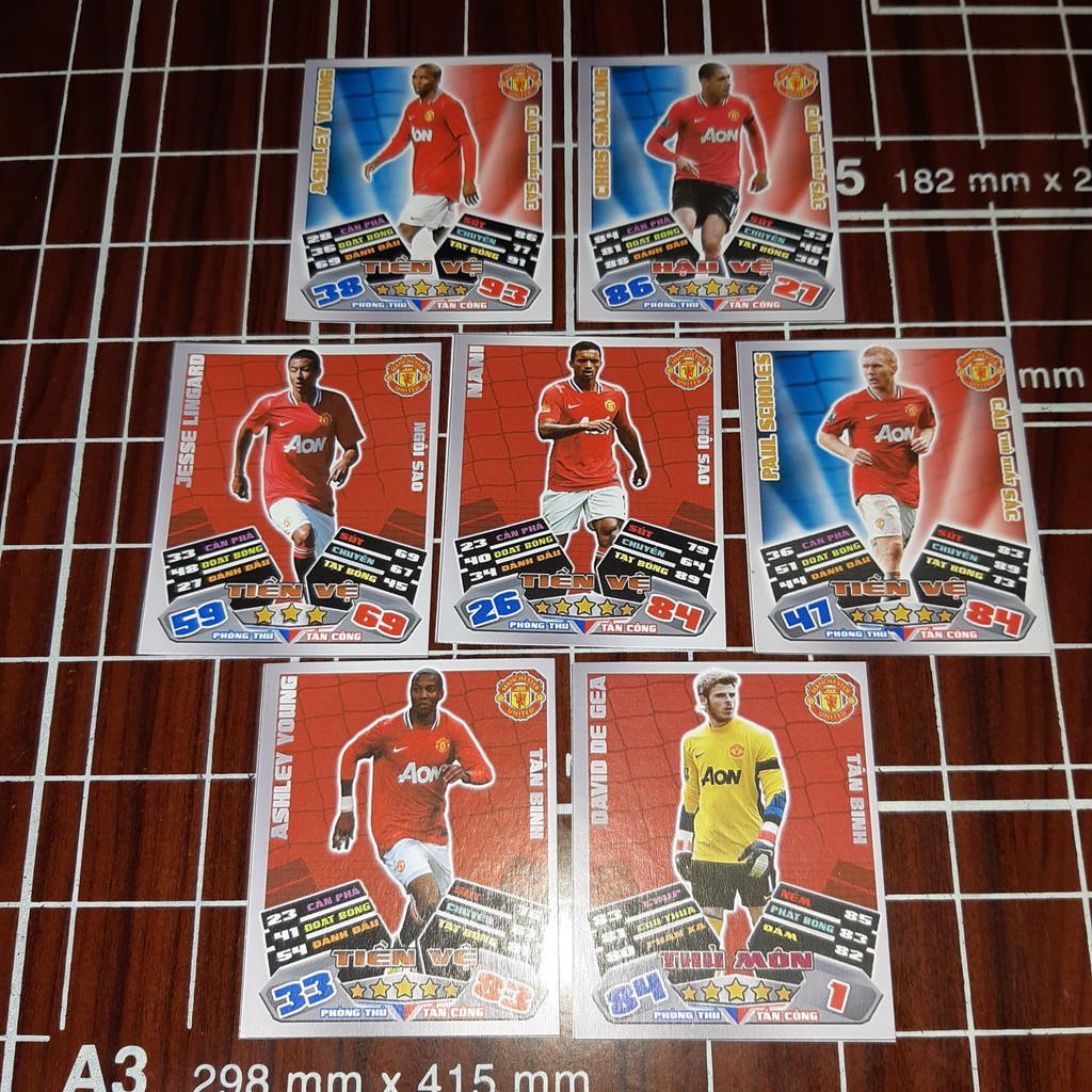 [THẺ IN] Bộ 36 thẻ cầu thủ bóng đá câu lạc bộ Manchester United mùa giải 2011/2012 kích thước Poca