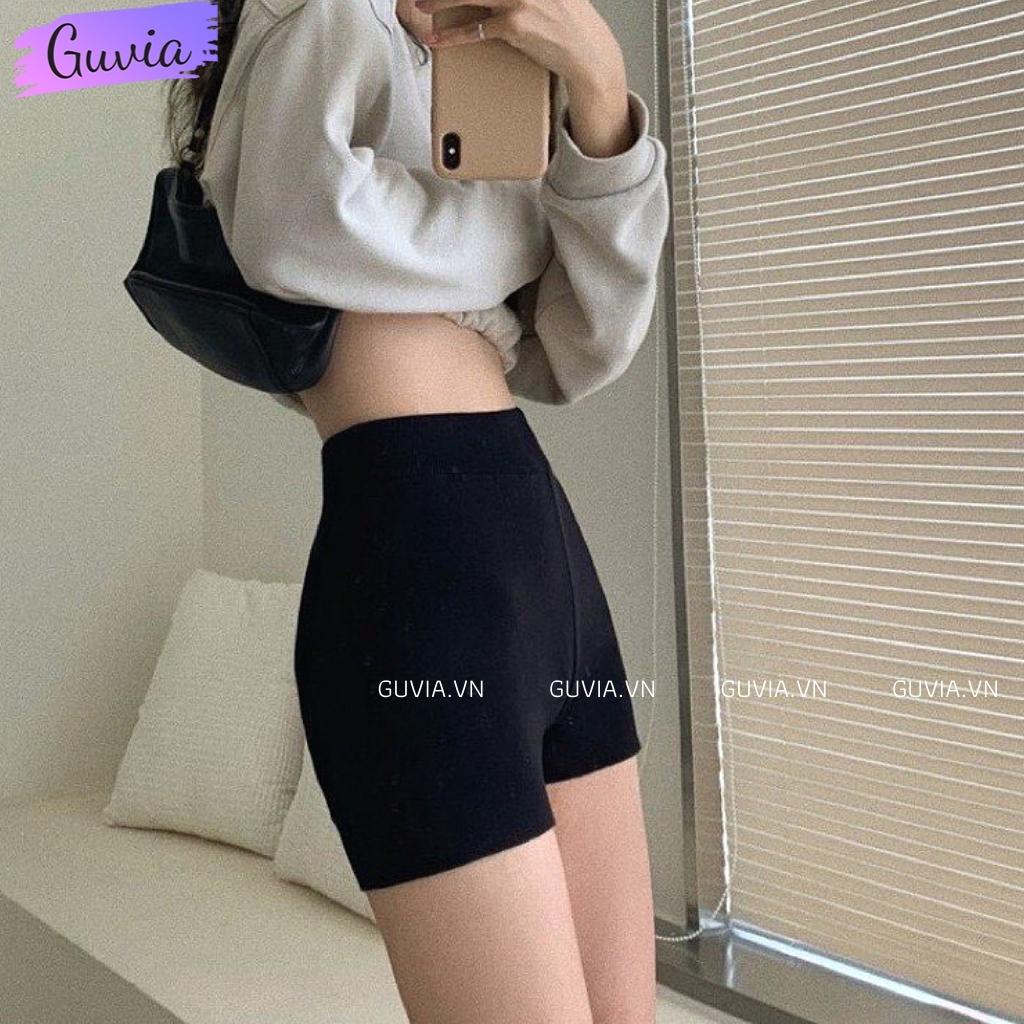 Quần Đùi BIKER SHORT Nữ Tập Gym, Yoga Siêu Ôm Nâng Mông Vải Gân Co Giãn Tốt GUVIA