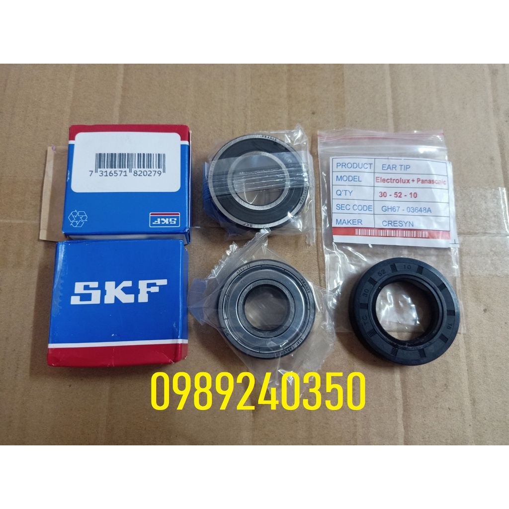 Bộ 2 vòng bi 1 phớt máy giặt Electrolux 670F, 771, 1292, 1074, 1073, 1073A, 1273, 8576