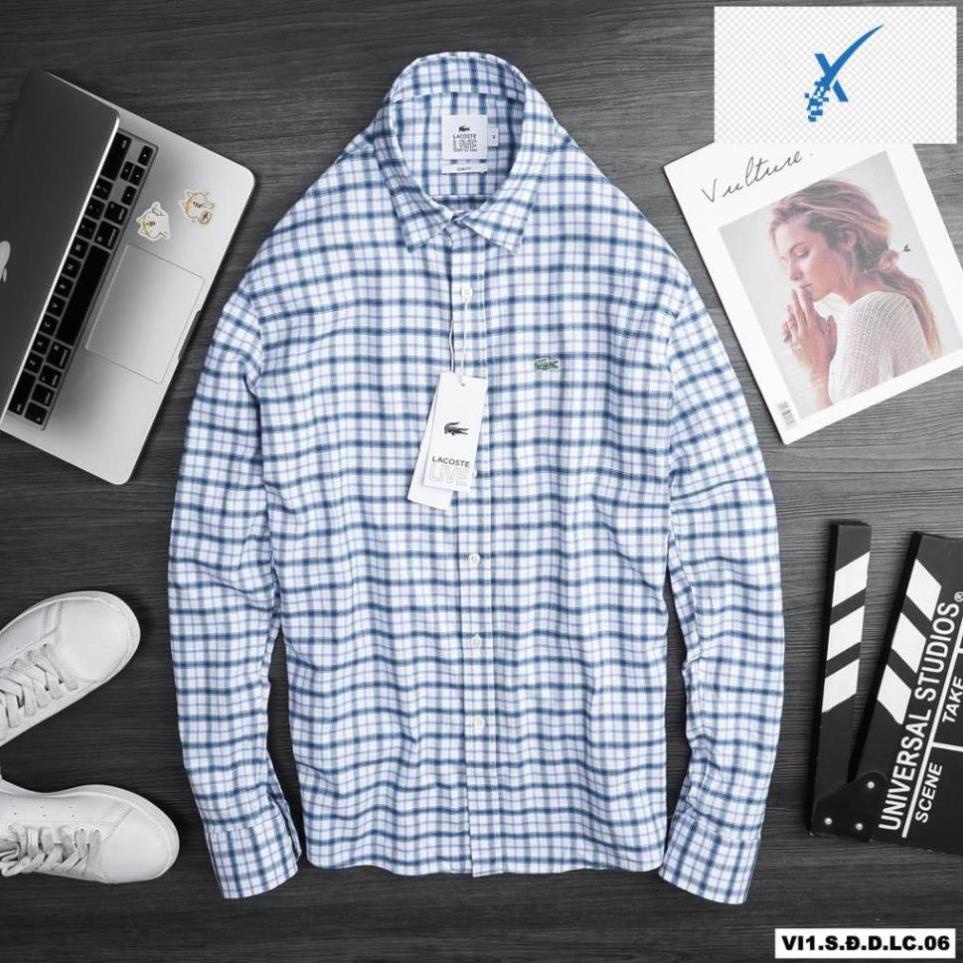 Bão 12-12 Aó sơ mi NAM kẻ Caro Lacoste (Form Slim,chất vải cotton dệt,thấm hút mồ hôi,thoáng mát,hàng VNXK) 🌺 🥇