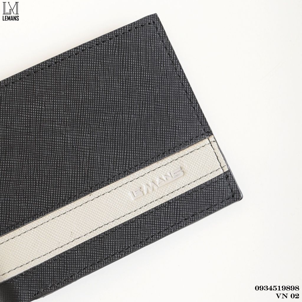 Ví da Saffiano LEMANS dáng ngang - dáng đứng 10 ngăn bảo hành 06 tháng