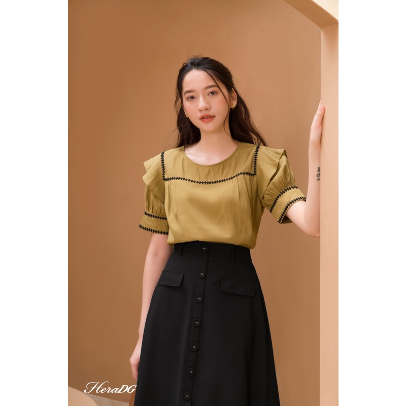 Chân Váy Công Sở Nữ HeraDG Dáng Midi Xòe Nhẹ, Cạp Cao Đính Kèm Hàng Cúc Thời Trang, Chất Vải Tuytsi Cao Cấp SJPBC2012