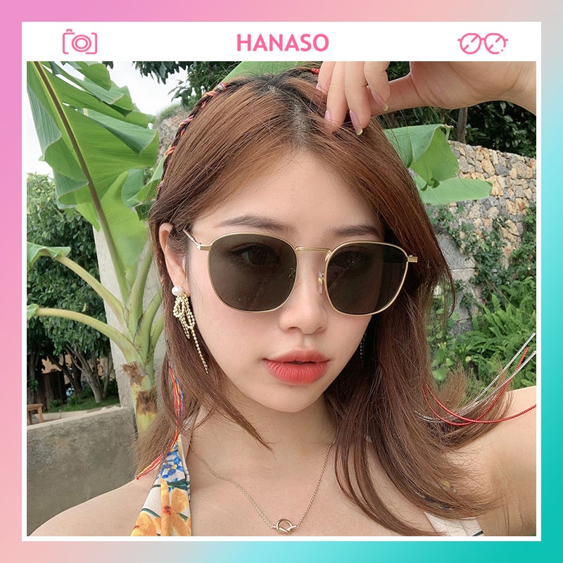 Kính mát nam nữ mắt tròn thời trang cao cấp chống tia UV phong cách Hàn Quốc đẹp sang trọng HANASO 205