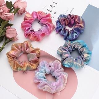 🍓Cột tóc Scrunchie mầu loang nhũ phản quang